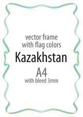 Frame and border of ribbon with the colors of the Kazakhstan flag