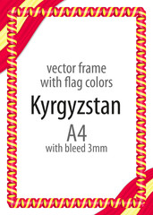 Frame and border of ribbon with the colors of the Kyrgyzstan flag