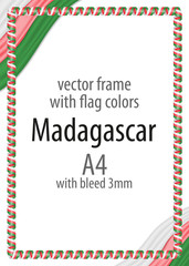 Frame and border of ribbon with the colors of the Madagascar flag