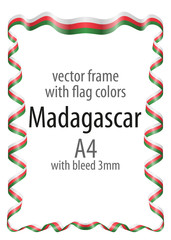 Frame and border of ribbon with the colors of the Madagascar flag