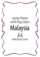 Frame and border of ribbon with the colors of the Malaysia flag