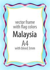 Frame and border of ribbon with the colors of the Malaysia flag