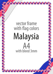 Obraz premium Frame and border of ribbon with the colors of the Malaysia flag