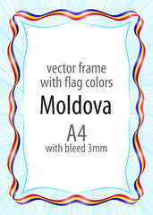 Frame and border of ribbon with the colors of the Moldova flag