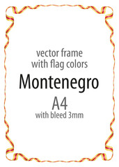 Frame and border of ribbon with the colors of the Montenegro flag