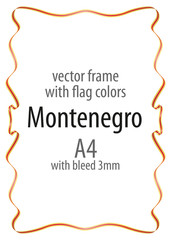 Frame and border of ribbon with the colors of the Montenegro flag