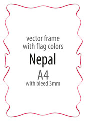 Frame and border of ribbon with the colors of the Nepal flag