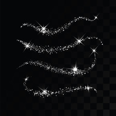 Star silver waves and stardust. Vector illustration sparkles