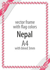 Frame and border of ribbon with the colors of the Nepal flag