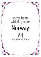 Frame and border of ribbon with the colors of the Norway flag