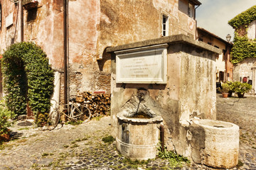 Glimpse of Medieval village of Ostia Antica in Piazza della Rocca - Rome Italy