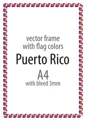 Frame and border of ribbon with the colors of the Puerto Rico flag