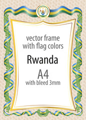 Frame and border of ribbon with the colors of the Rwanda flag