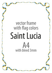 Frame and border of ribbon with the colors of the Saint Lucia flag