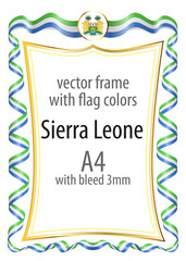 Frame and border of ribbon with the colors of the Sierra Leone flag