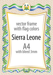 Frame and border of ribbon with the colors of the Sierra Leone flag