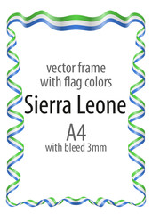 Frame and border of ribbon with the colors of the Sierra Leone flag