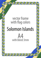 Frame and border of ribbon with the colors of the Solomon Islands flag