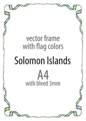 Frame and border of ribbon with the colors of the Solomon Islands flag