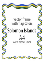 Frame and border of ribbon with the colors of the Solomon Islands flag