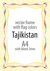 Frame and border of ribbon with the colors of the Tajikistan flag