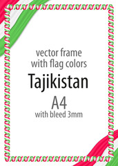 Frame and border of ribbon with the colors of the Tajikistan flag