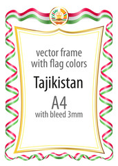 Obraz premium Frame and border of ribbon with the colors of the Tajikistan flag