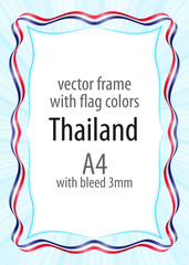 Frame and border of ribbon with the colors of the Thailand flag
