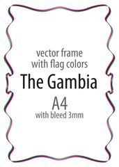 Frame and border of ribbon with the colors of the The Gambia flag