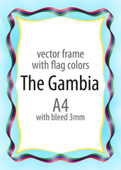 Frame and border of ribbon with the colors of the The Gambia flag