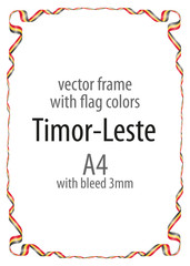 Frame and border of ribbon with the colors of the Timor-Leste flag