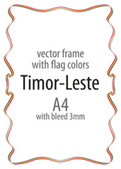 Frame and border of ribbon with the colors of the Timor-Leste flag