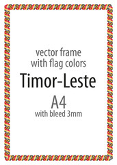 Frame and border of ribbon with the colors of the Timor-Leste flag
