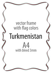 Frame and border of ribbon with the colors of the Turkmenistan flag