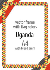 Fototapeta premium Frame and border of ribbon with the colors of the Uganda flag