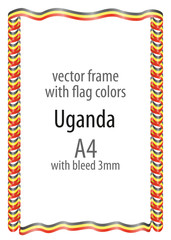 Frame and border of ribbon with the colors of the Uganda flag