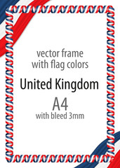Frame and border of ribbon with the colors of the United Kingdom flag
