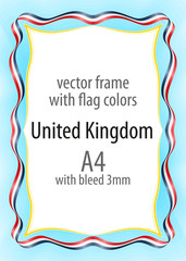 Frame and border of ribbon with the colors of the United Kingdom flag
