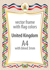 Frame and border of ribbon with the colors of the United Kingdom flag