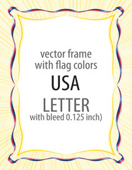 Frame and border of ribbon with the colors of the USA flag