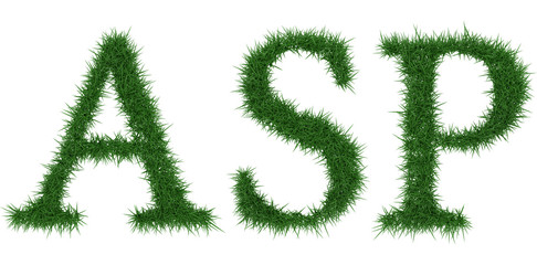 Asp - 3D rendering fresh Grass letters isolated on whhite background.