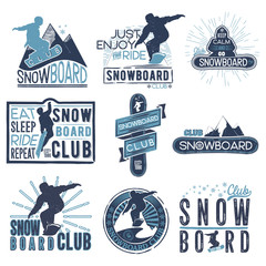 Vector badge theme snowboard in grunge style for your design, print in the press and T-shirts, the Internet.
