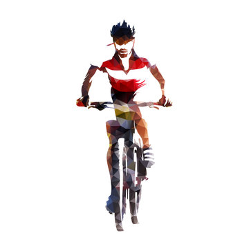Mountain biker, abstract geometric silhouette, cycling race