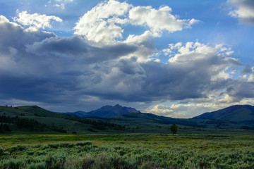 Cloudy landscape in Yellowstone National Park, Wyoming