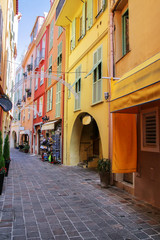 Obraz premium Narrow street with houses in Monaco-Ville, Monaco.
