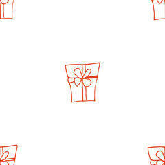Gift boxes seamless background. Linear, outline art. Light Christmas background Vector illustration 