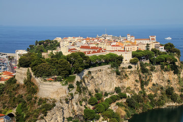 Fototapeta na wymiar View of Monaco City located on The Rock in Monaco.