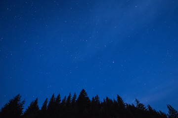 Blue dark night sky with many stars.