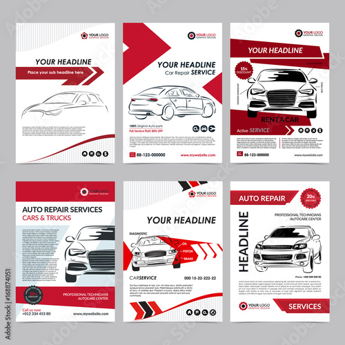 Auto Repair Services Business Layout Templates Set Automobile