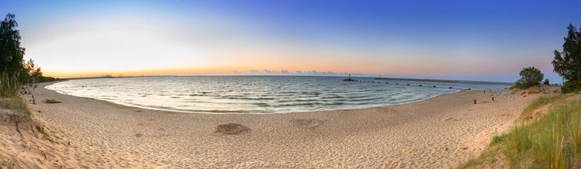Panorama of the beach at Baltic Sea in Poland